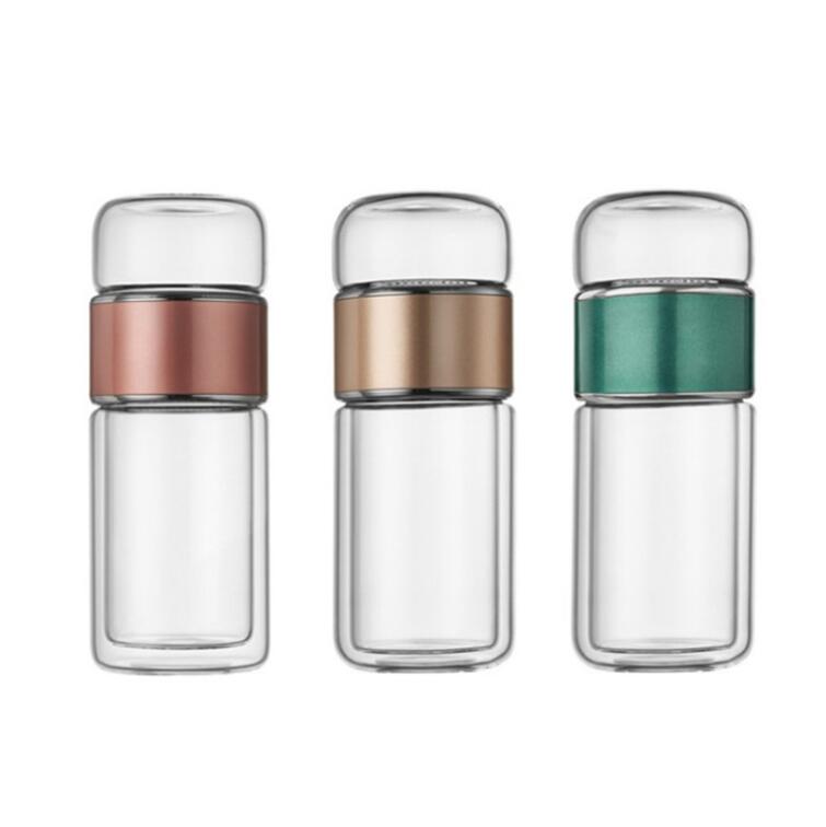 Double Wall Glass Tea Separator Bottle with Filter Tea Infuser Bottles - 图片 5
