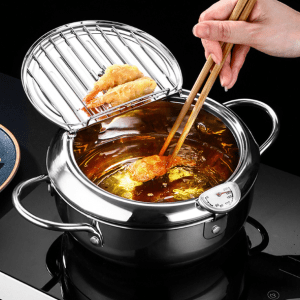 Stainless Steel Fries Cookware Deep Fryer With Thermometer