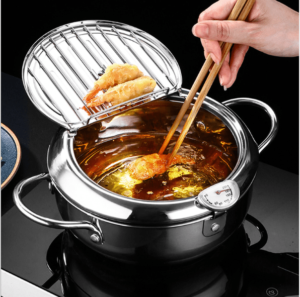 Stainless Steel Fries Cookware Deep Fryer With Thermometer