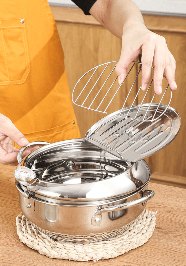 Stainless Steel Fries Cookware Deep Fryer With Thermometer - 图片 5