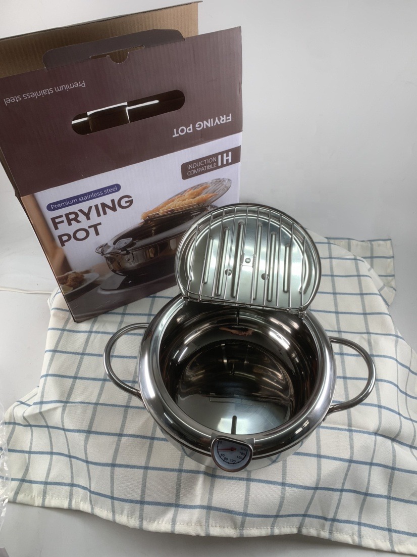 Stainless Steel Fries Cookware Deep Fryer With Thermometer - 图片 4