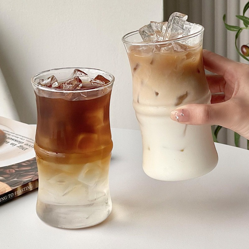 Bamboo Shaped Glass Coffee Cup Cold Drinking Milk Latte Cup