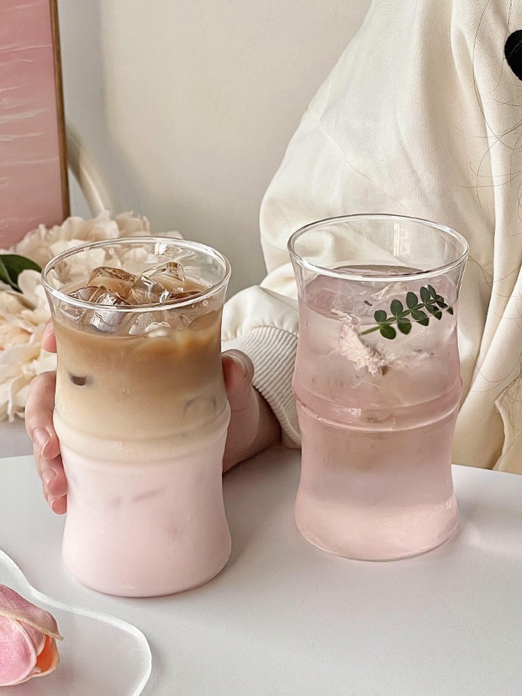 Bamboo Shaped Glass Coffee Cup Cold Drinking Milk Latte Cup - 图片 2
