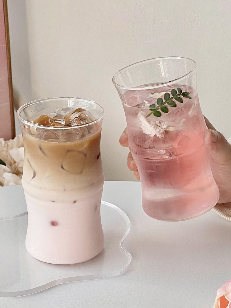 Bamboo Shaped Glass Coffee Cup Cold Drinking Milk Latte Cup - 图片 5