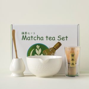 Ceramic with Spout Bowl Holder Whisk Matcha Tea 4cs Set