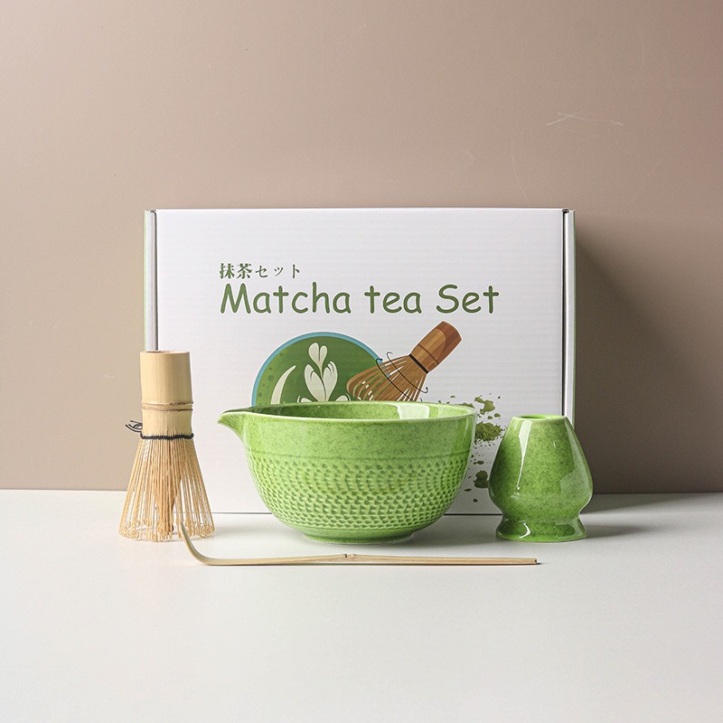 Ceramic with Spout Bowl Holder Whisk Matcha Tea 4cs Set - 图片 4
