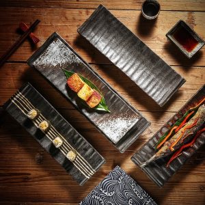 Japanese Style Sushi Plate Sashimi Rectangular Dish Snack Serving Plate 12 Inch / 14 Inch
