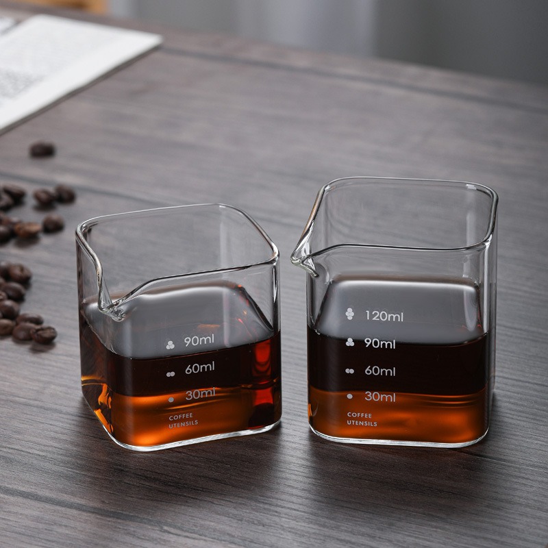 High Borosilicate Square Glass Espresso Coffee Measuring Cup - 图片 2