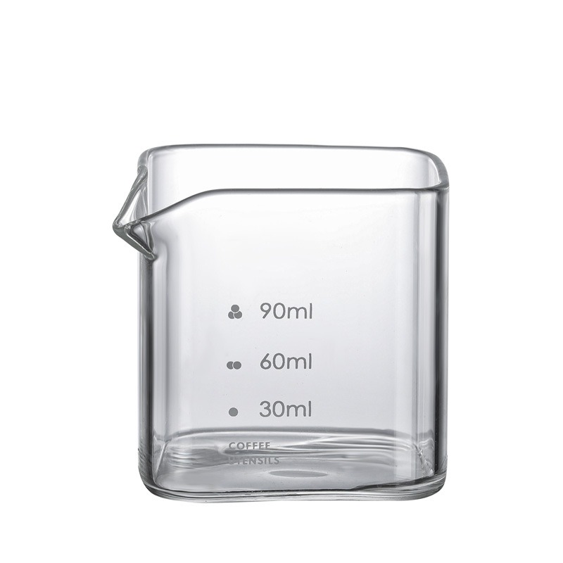 High Borosilicate Square Glass Espresso Coffee Measuring Cup - 图片 4
