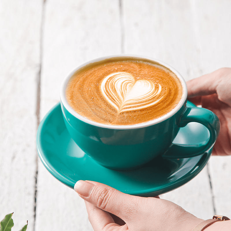 Ceramic Cappuccino Latte Coffee Mug Cups with Saucers Set 300ml - 图片 3