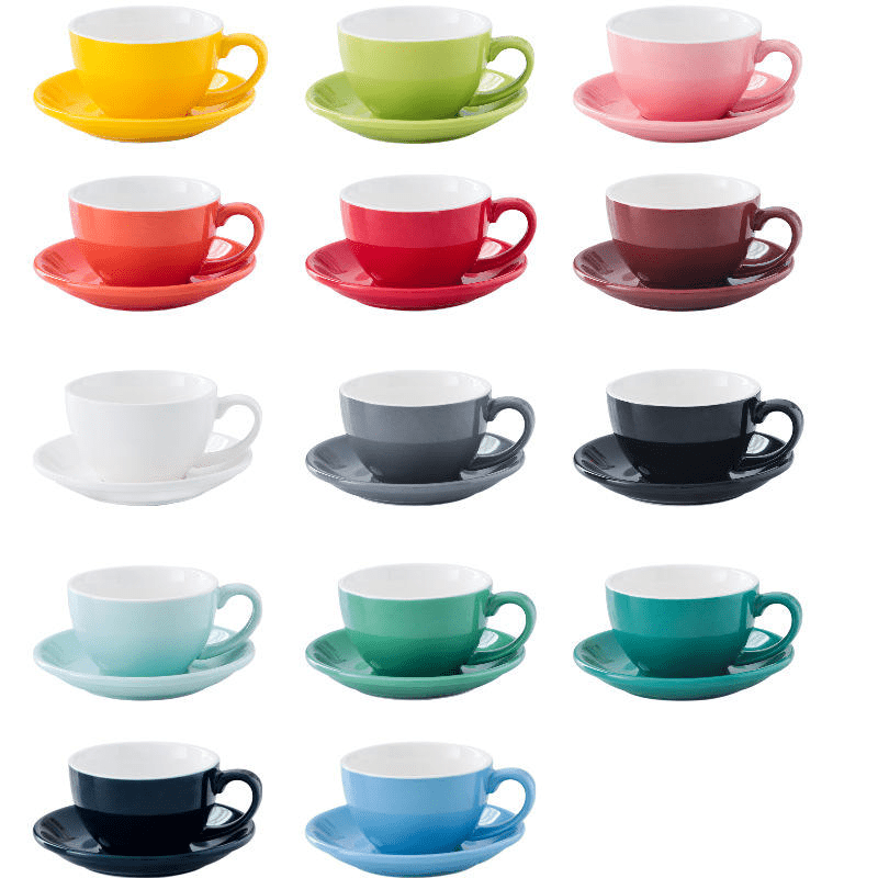 Ceramic Cappuccino Latte Coffee Mug Cups with Saucers Set 300ml - 图片 4