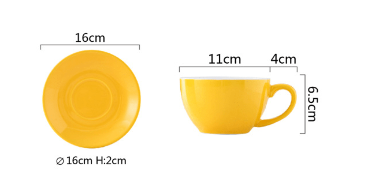 Ceramic Cappuccino Latte Coffee Mug Cups with Saucers Set 300ml - 图片 5
