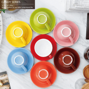 Ceramic Cappuccino Latte Coffee Mug Cups with Saucers Set 200ml