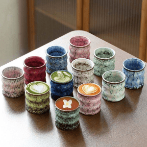 Creative Kiln Transformed Floral Glaze Handmade Bamboo Knot Ceramic Coffee Tea Cup