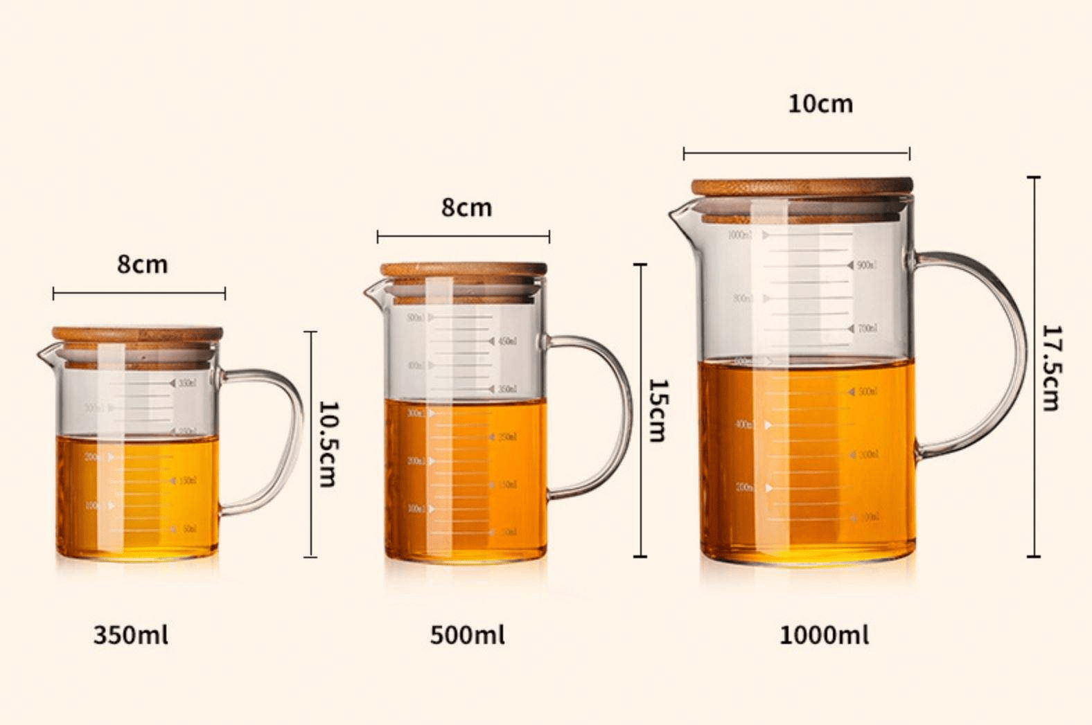 Heat-resisting Glass Measuring Scale Cup with Bamboo Lid - 图片 5