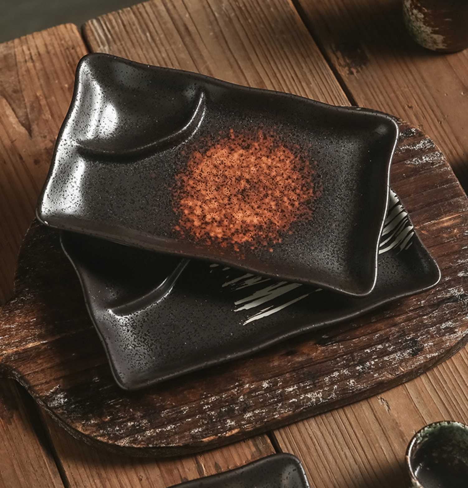 Japanese Style 8 Inch Ceramic Sushi and Dumpling Serving Plate