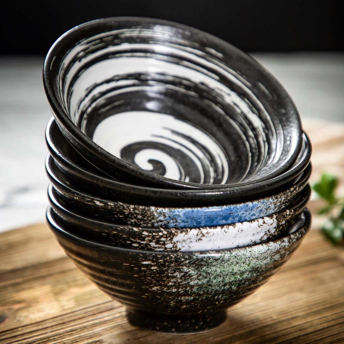 Ceramic Retro High Footed Rice Bowl 5 Inch