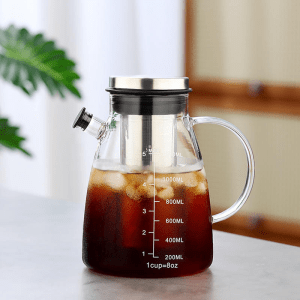 High Borosilicate Cold Brew Cold Coffee Maker Glass Coffee Tea Pot with Filter 800ml/ 1200ml / 1800ml