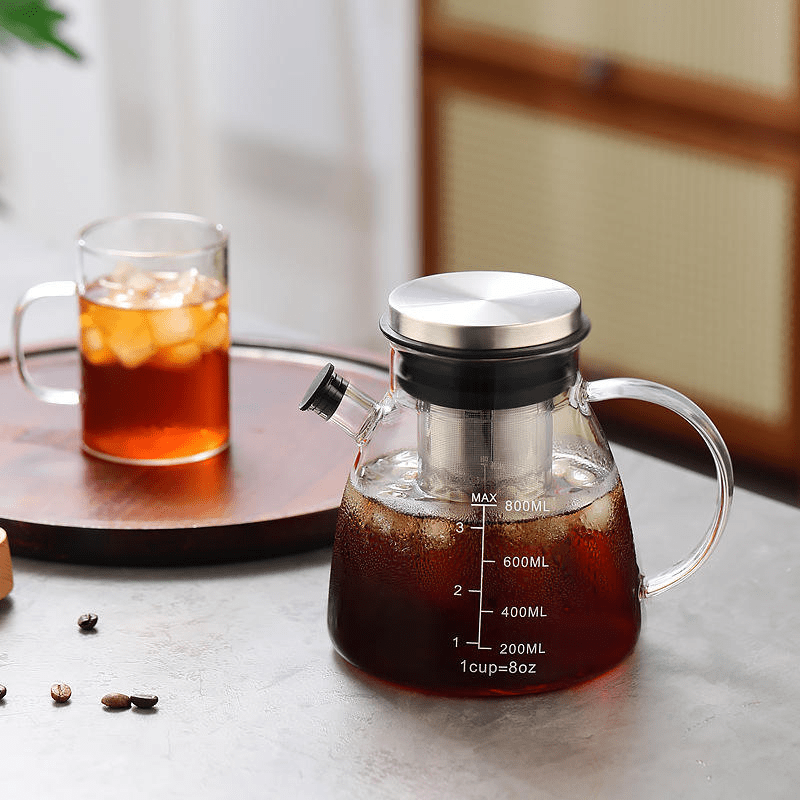 High Borosilicate Cold Brew Cold Coffee Maker Glass Coffee Tea Pot with Filter 800ml/ 1200ml / 1800ml - 图片 2