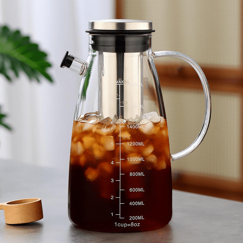 High Borosilicate Cold Brew Cold Coffee Maker Glass Coffee Tea Pot with Filter 800ml/ 1200ml / 1800ml - 图片 3