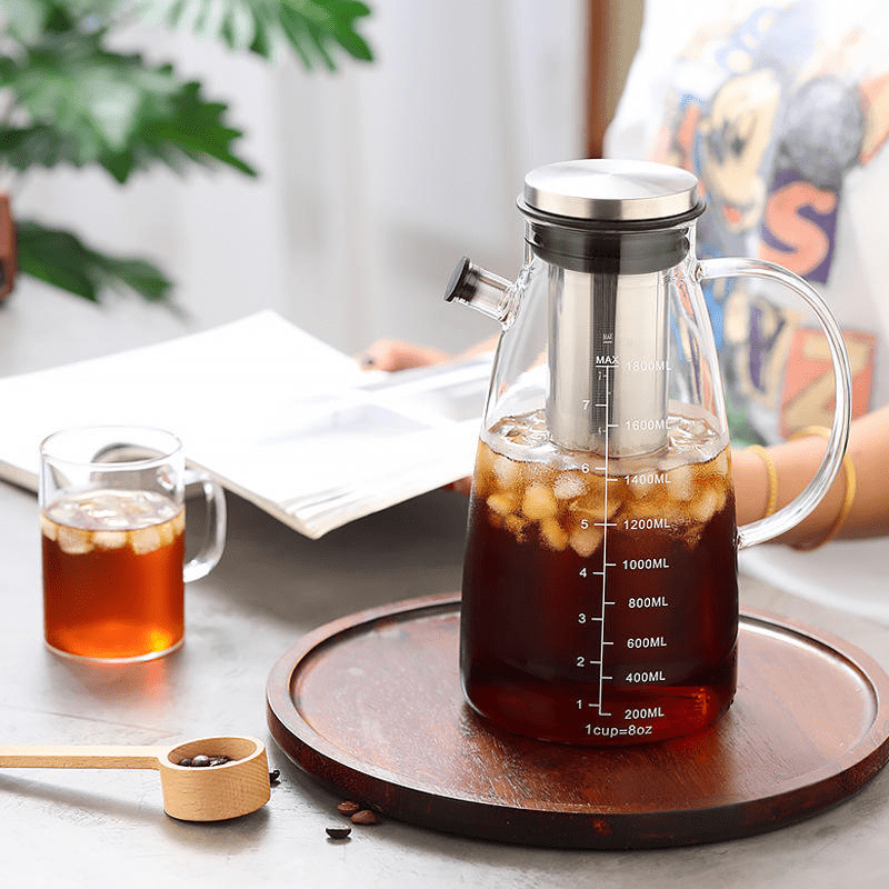 High Borosilicate Cold Brew Cold Coffee Maker Glass Coffee Tea Pot with Filter 800ml/ 1200ml / 1800ml - 图片 4