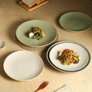 Stone Patterned Round Shallow Plate Pasta Plate Salad Dessert Plate