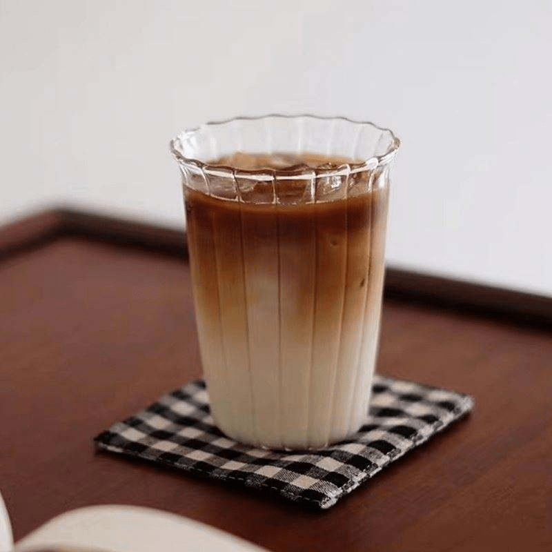 High Borosilicate Vertical Striped Glass Coffee Cup Iced Latte Milk Cup