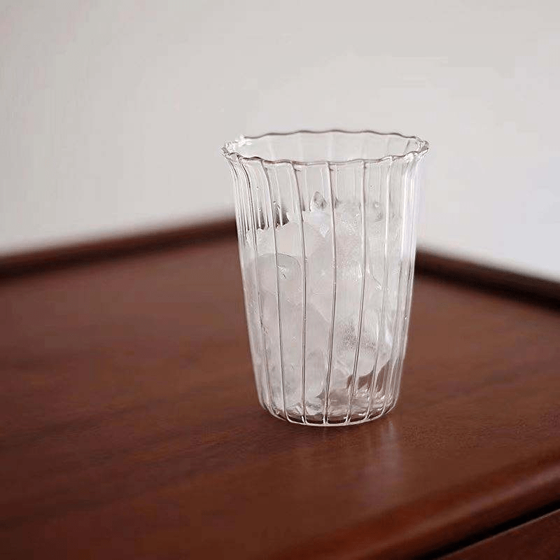 High Borosilicate Vertical Striped Glass Coffee Cup Iced Latte Milk Cup - 图片 4