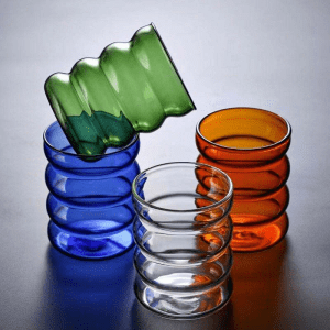 Wholesale Corrugated Colored Glass Milk Tea Cups Cute Spiral Coffee Cups