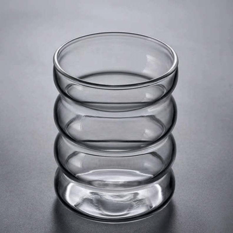 Wholesale Corrugated Colored Glass Milk Tea Cups Cute Spiral Coffee Cups - 图片 5