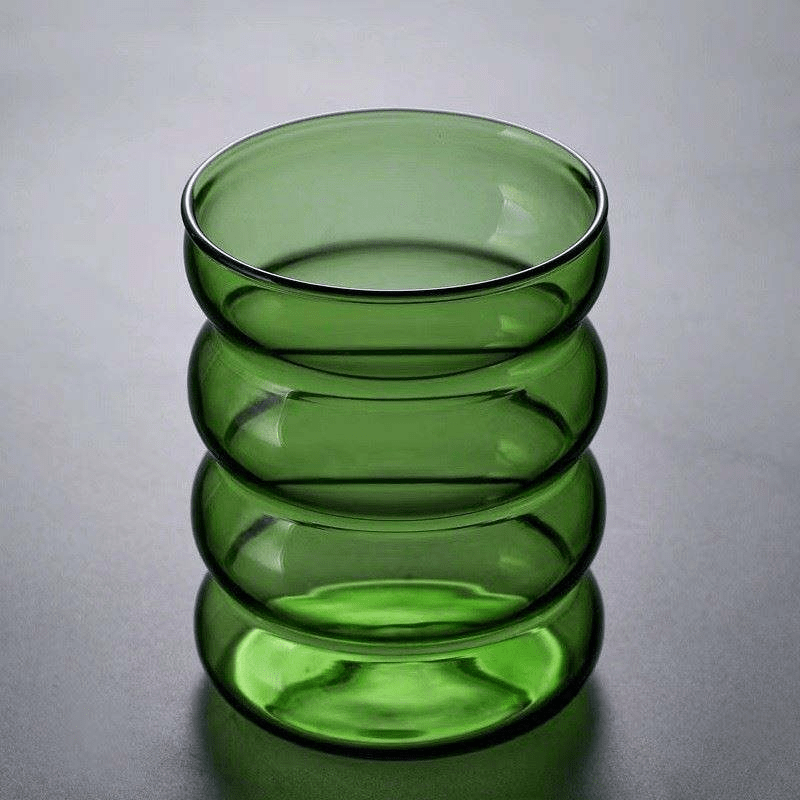 Wholesale Corrugated Colored Glass Milk Tea Cups Cute Spiral Coffee Cups - 图片 3